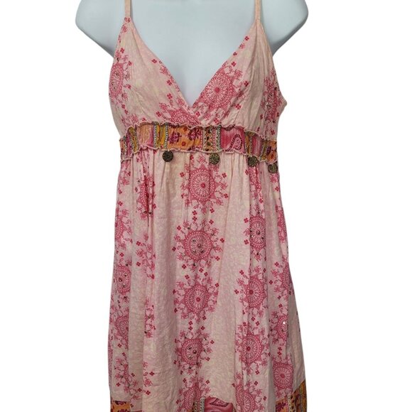 VTG Babydoll Dress Mini Rue21 Floral Medallion Jr M Y2K Coquette Romantic Sequin - Picture 3 of 16